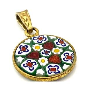 AMV Antica Murrina Venezia Millefiori Glass Pendant Gold Plated Italy